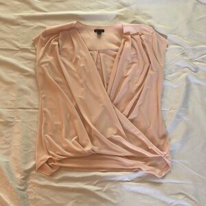 Ann Taylor Cap Sleeve Drape Front Blouse—Soft Pink—Mediun